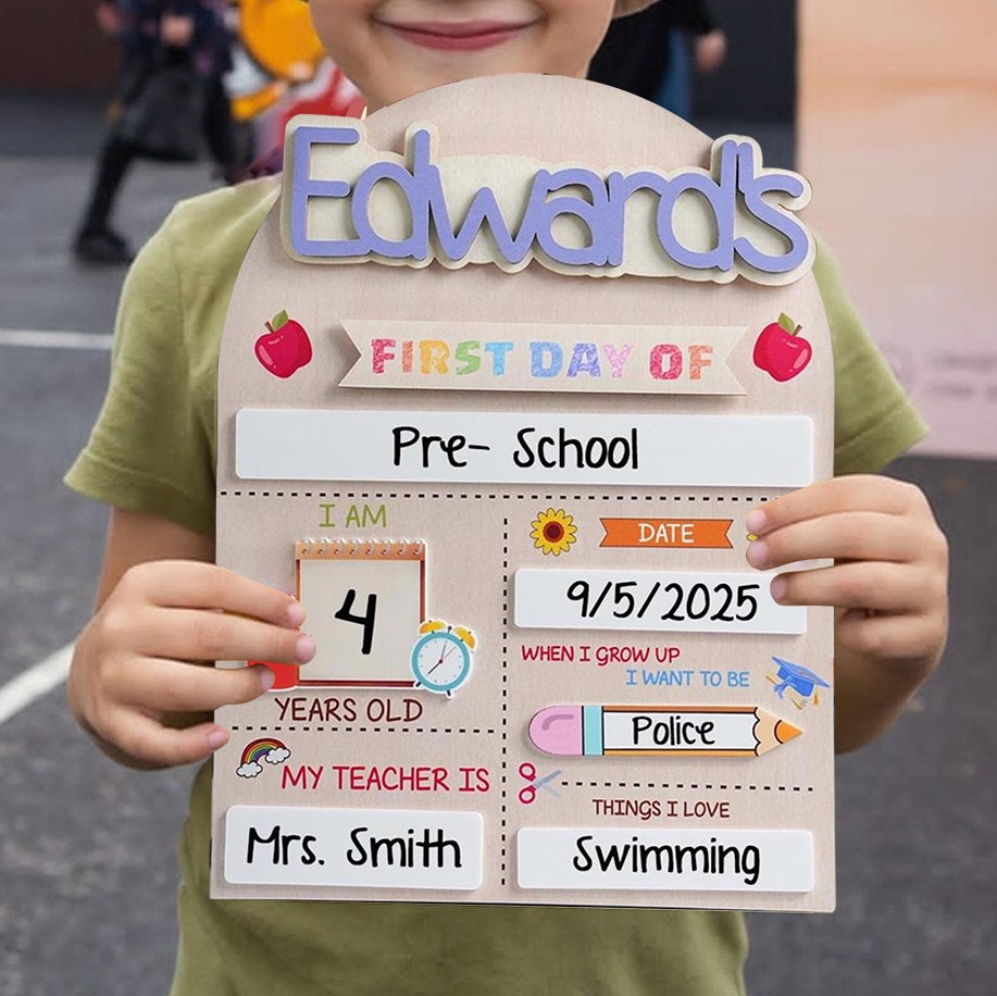 Personalized First Day of School Sign Back to School Photo Prop for Kids Unique Gifts for Boys Girls