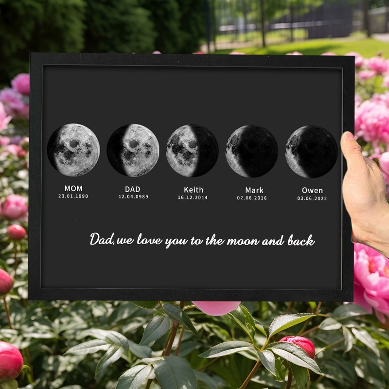 Custom Moon Phase Wooden Frame For Dad Family Gift Ideas Unique Father's Day Gifts
