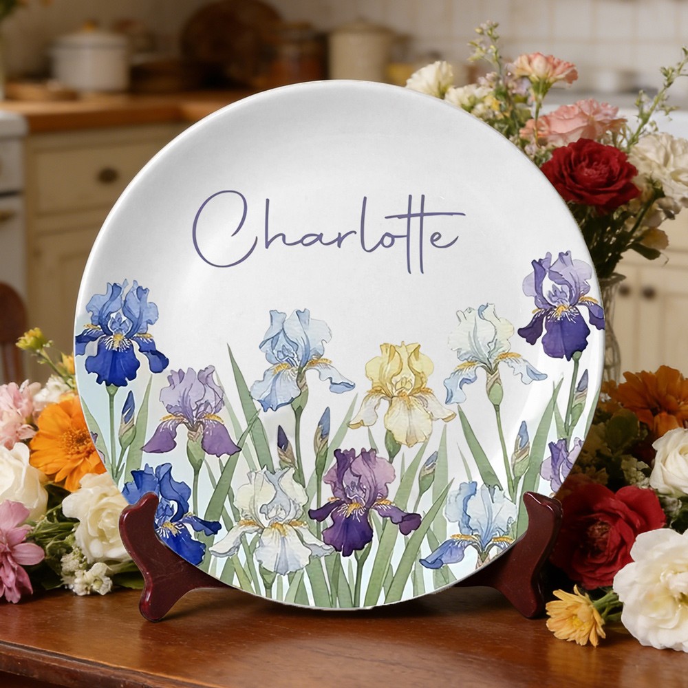 Personalized Watercolor Birth Month Flower Platter Birthday Jewelry Dish Gifts for Mom Mother's Day Gift