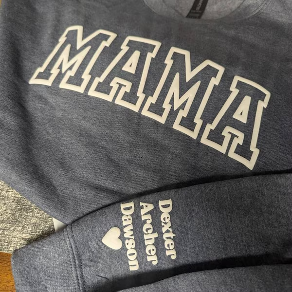 Personalized Mama Sweatshirt with Kids Names on Sleeve Birthday Gift for Mom New Mom Gift Unique Mother's Day Gifts