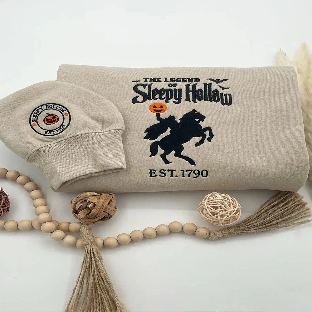 Sleepy Hollow Embroidered Halloween Sweatshirt Halloween Gifts