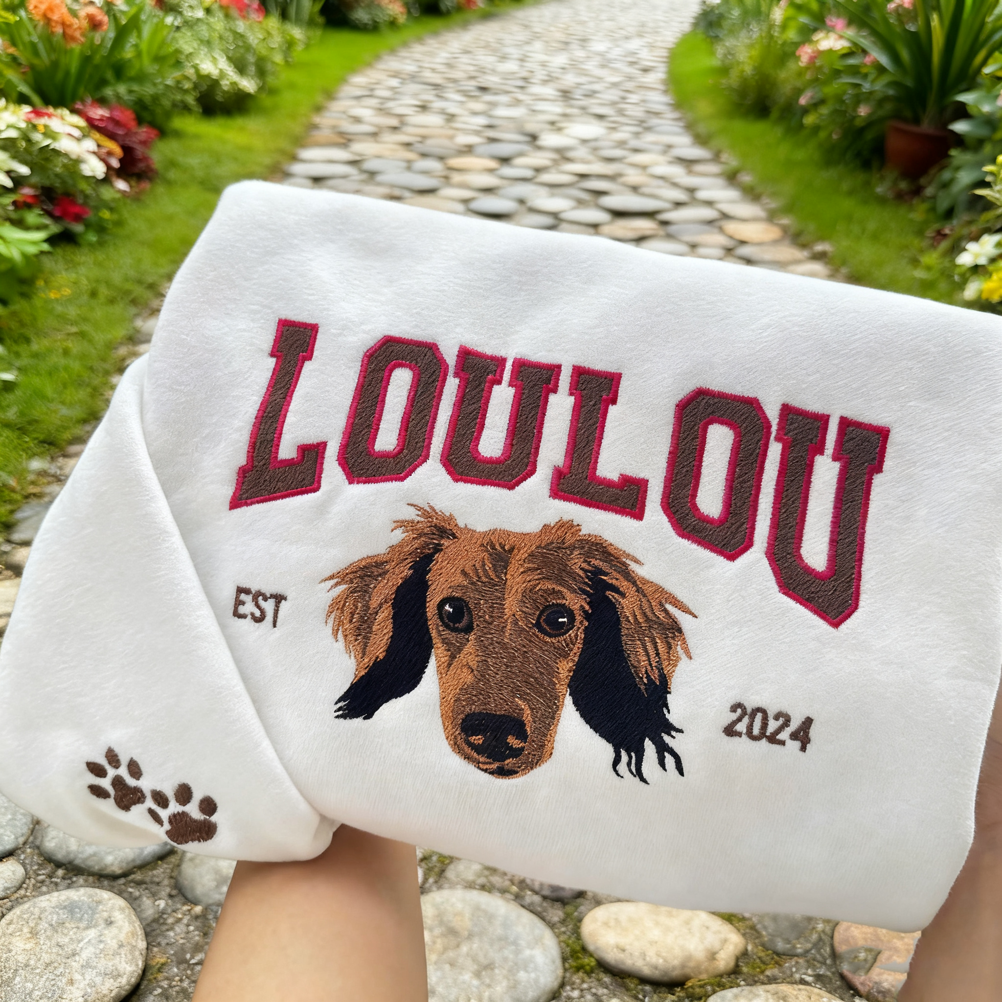 Personalized Embroidered Pet Sweatshirt with Dog Face on It Gifts for Pet Lover Christmas Gift Ideas