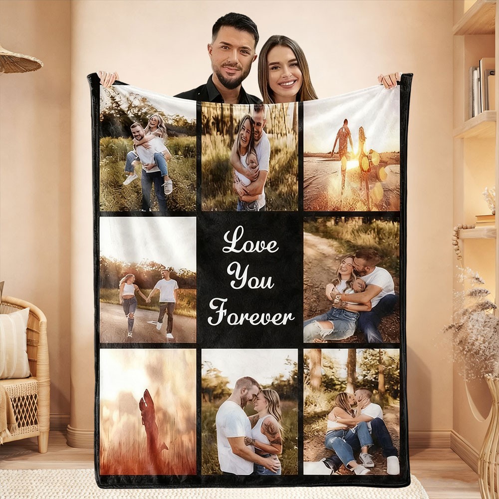Custom Photo Collage Blanket Memorial Gifts for Couples Anniversary Gift Christmas Gifts