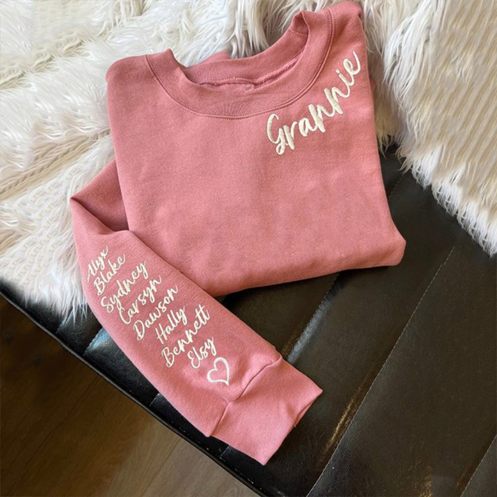 Personalized Grannie Neckline Embroidered Hoodie Sweatshirt Mother's Day Gift Ideas