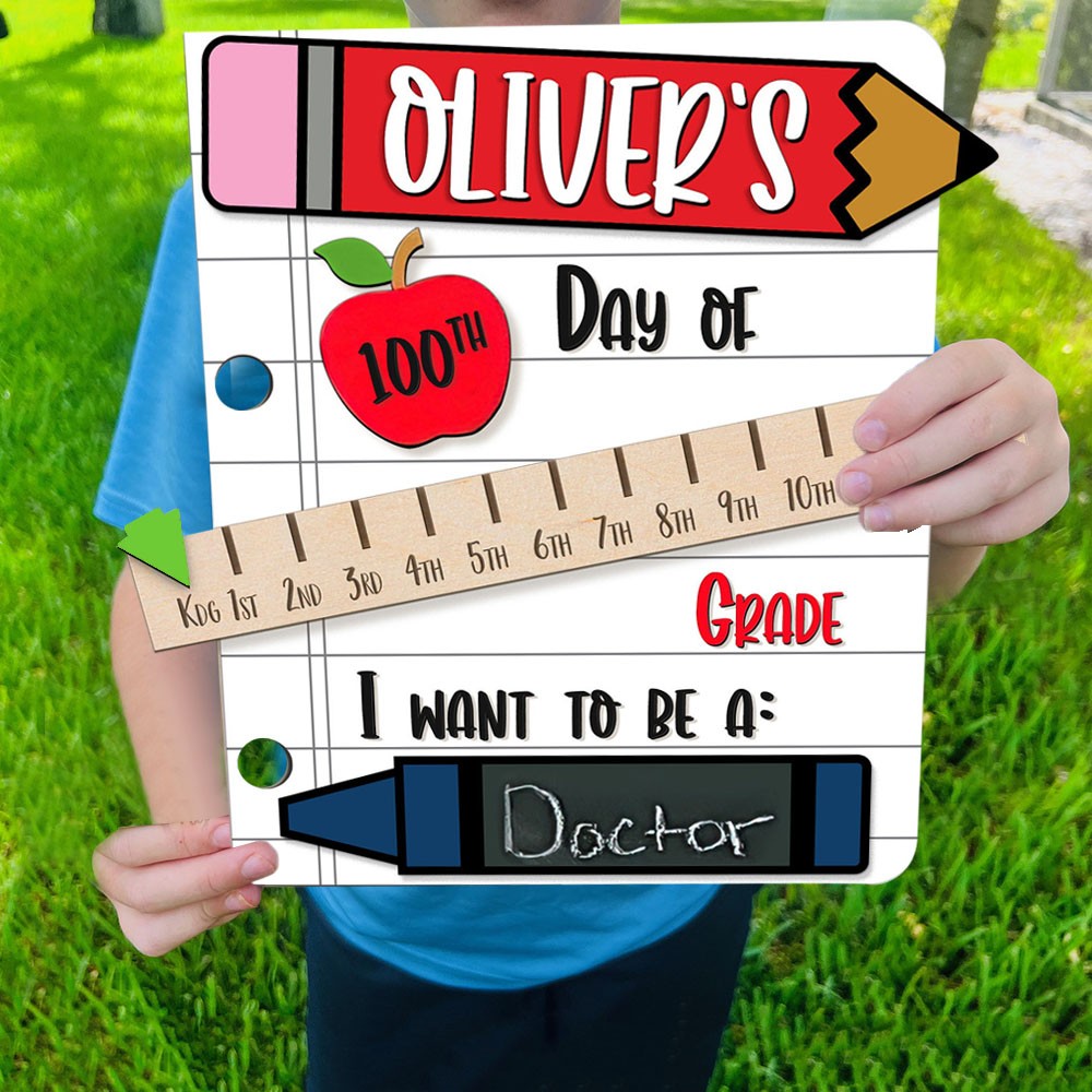 Custom Interchangeable First/100th/Last Day of School Sign With Chalkboard Photo Prop Back to School Unique Gifts for Kids