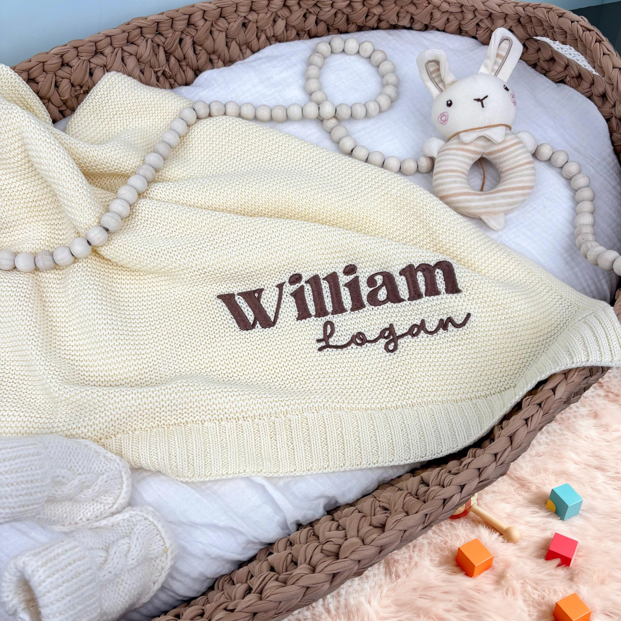 Custom Embroidered Baby Name Blanket Unique Baby Shower Gift Newborn Gifts Christmas Gift