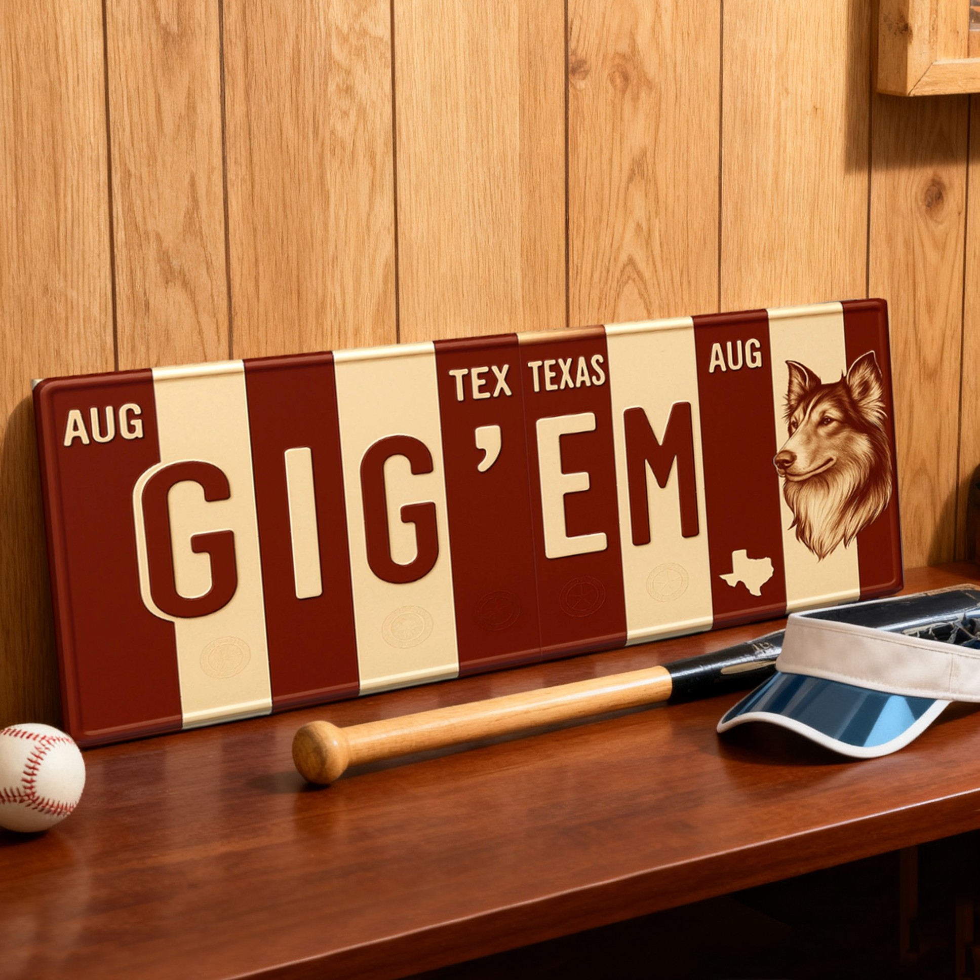 Gig 'Em License Plate Sign Texas Aggies Wall Art Dorm & Game Day Decor Christmas Gift