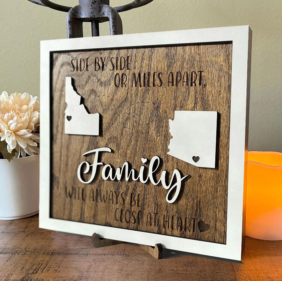 Personalized Family Wooden Sign Long Distance Gift Ideas for Her Him Family Keepsake Gift Christmas Gift