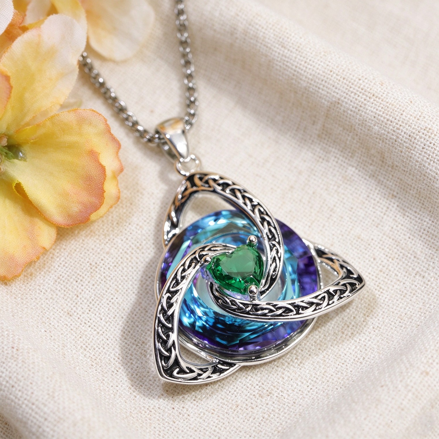 Celtic Knot Birthstone Necklace, Trinity Knot Pendant, Personalized Birth Month Gift, Spiritual Protection Necklace for Her