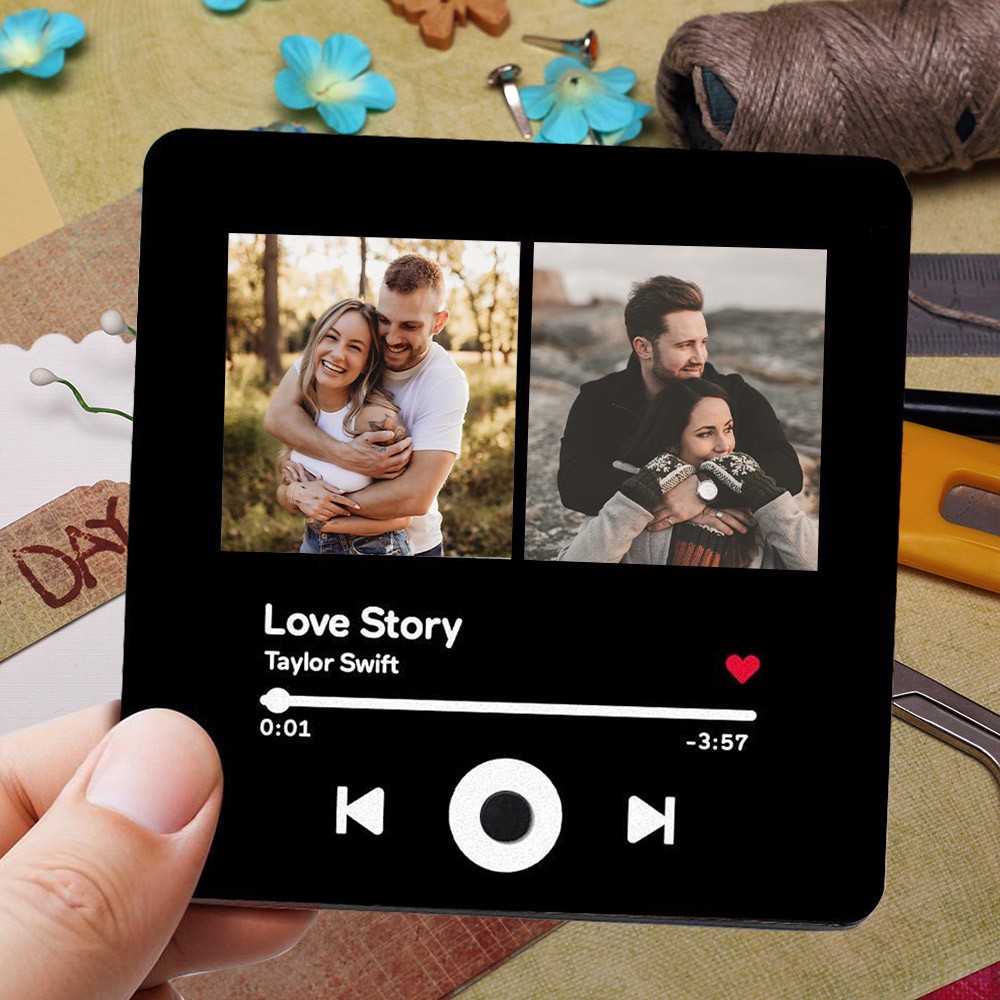 Personalized Spotify Photo Music Album Fridge Magnet Custom Refrigerator Magnet for Couples Anniversary Gift Christmas Gifts
