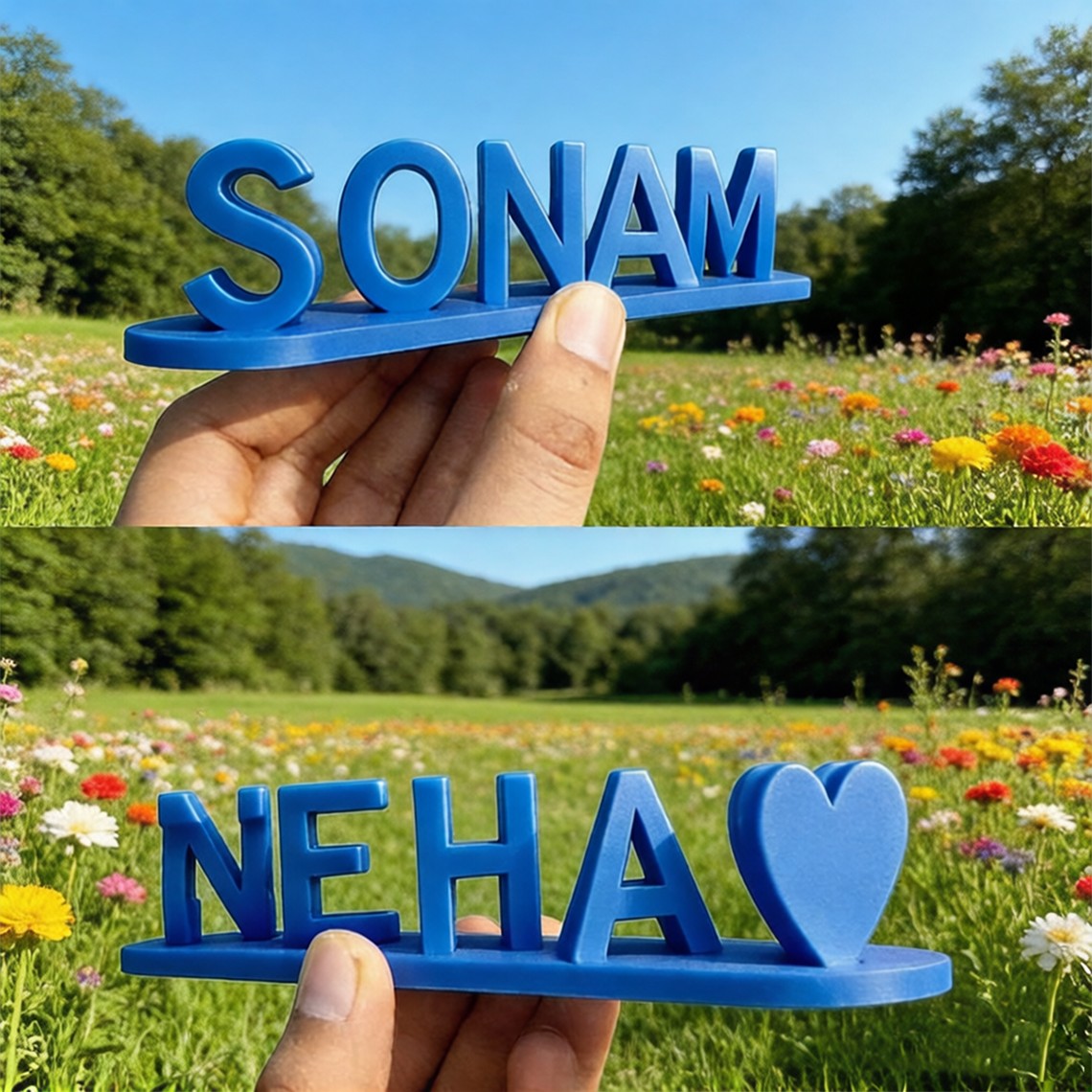 Personalized Couple 3D Printed Ambigram Illusion Name Sign Funny Gift for Couples Unique Valentine's Day Gift Ideas