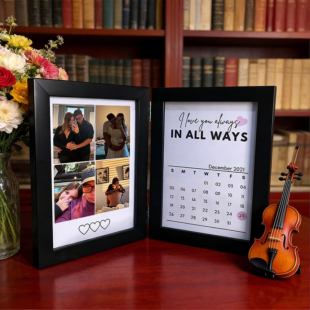 Custom Couple Photo Folding Photo Frame with Calendar Unique Anniversary Gifts Valentine's Day Gift for Couples