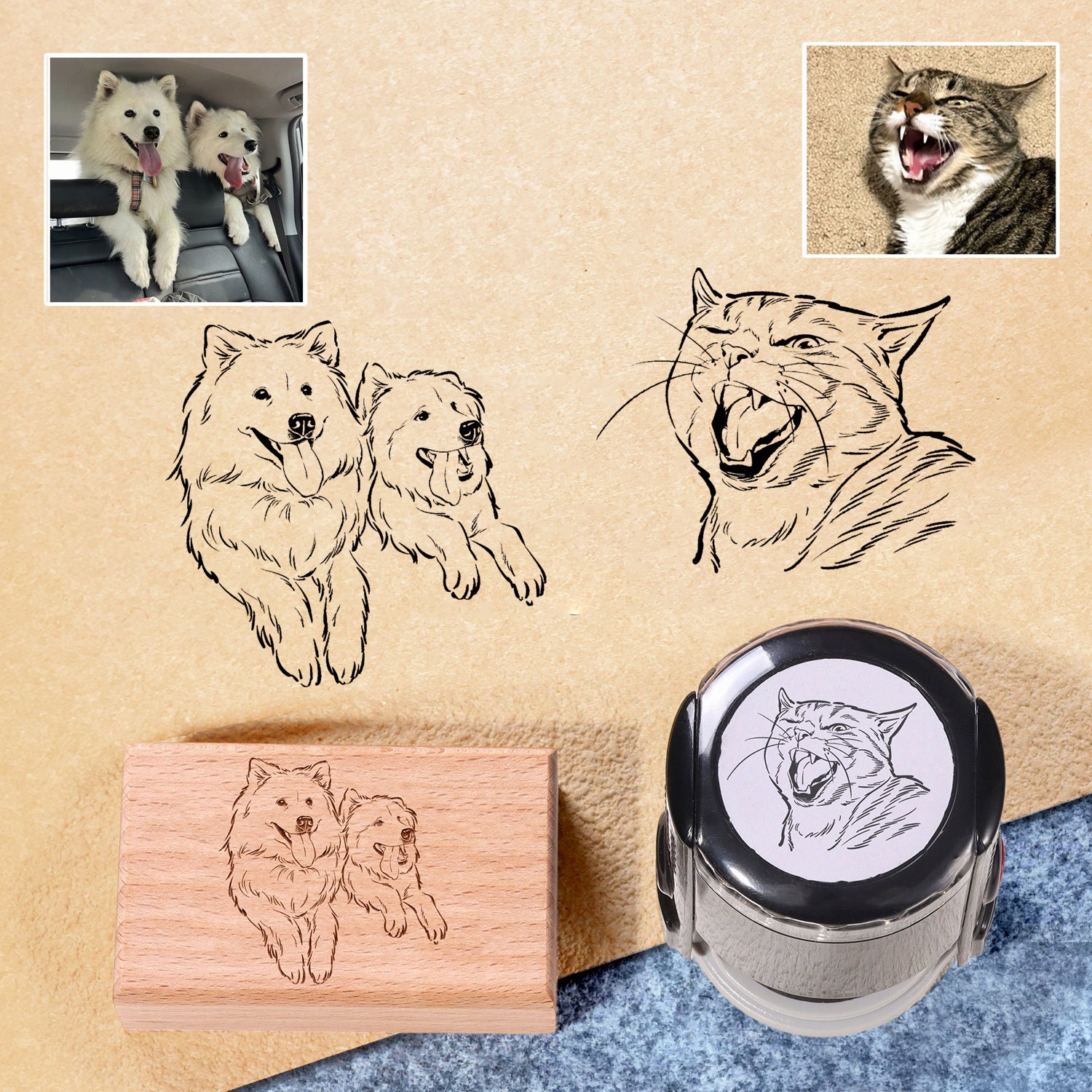 Personalized Pet Portrait Stamp Custom Dog Stamp for Dog Lovers Memorial Gift for Pet Lovers
