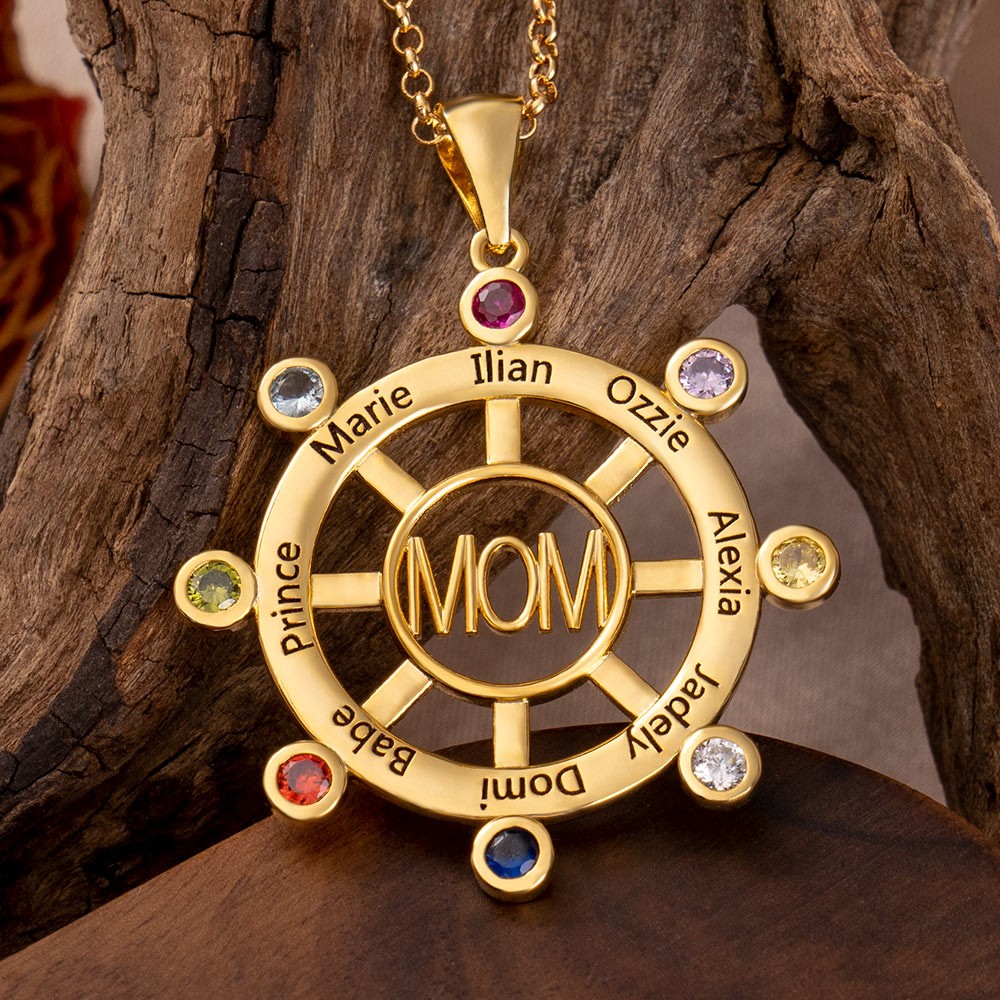 Custom Mom Names Necklace With Birthstones Personalized Unique Gift For Mom Grandma