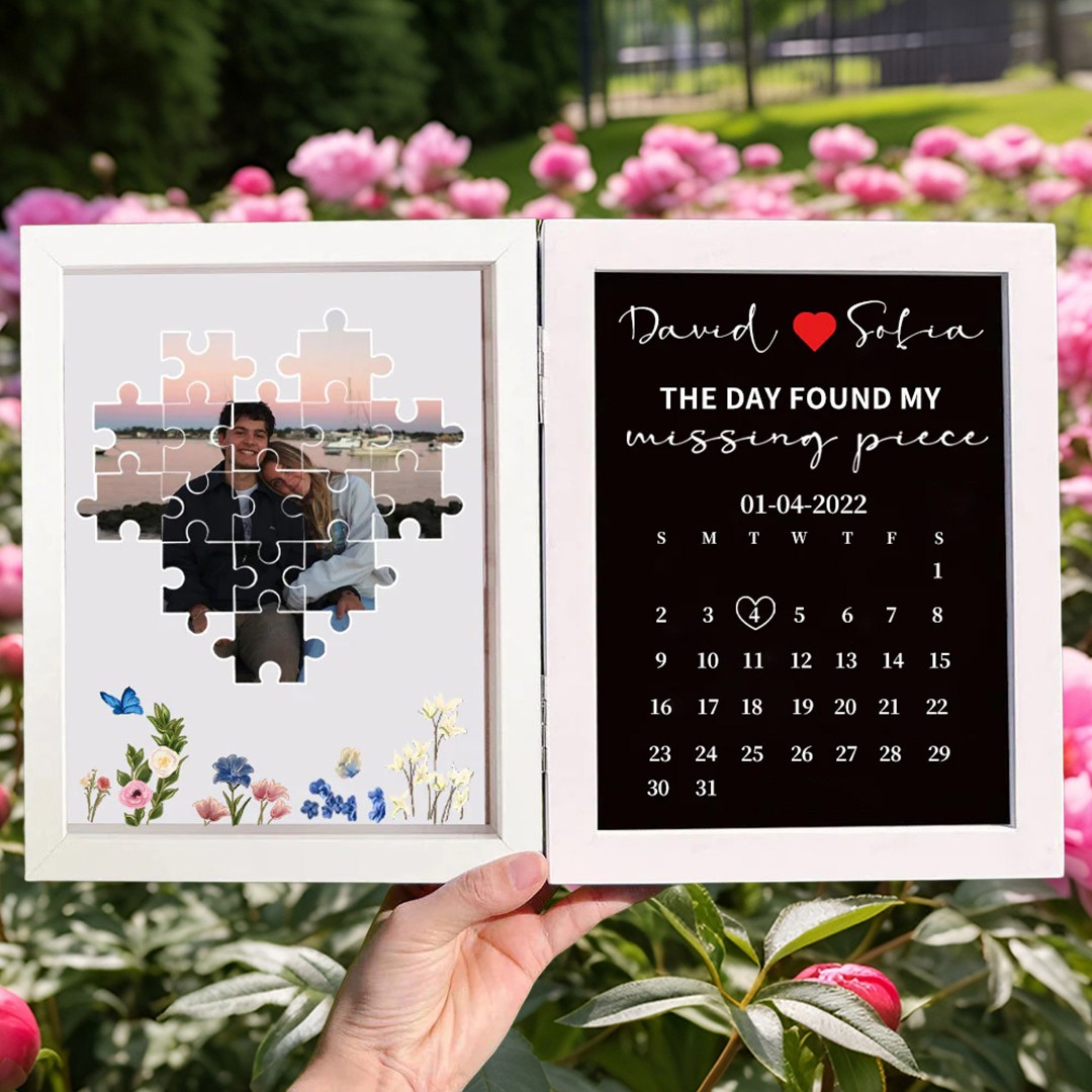 Personalized The Day I Found My Missing Piece Puzzle Photo Frame for Couples Anniversary Gifts Christmas Gift