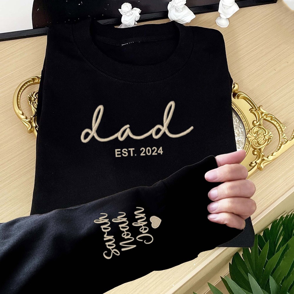 Personalized Daddy Embroidered Sweatshirt Hoodie With Date Keepsake Father's Day Gift Ideas