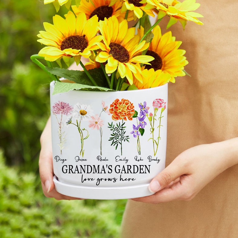 Personalized Grandma's Garden Birth Flower Pot Mother's Day Gift Unique Gift For Mom Grandma
