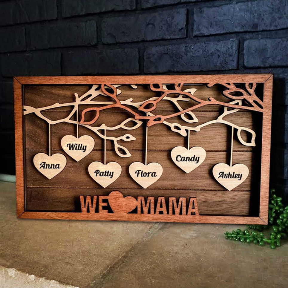 Personalized Hanging Hearts Wooden Family Tree Name Sign Christmas Gift for Mom Grandma Family Keepsake Gifts
