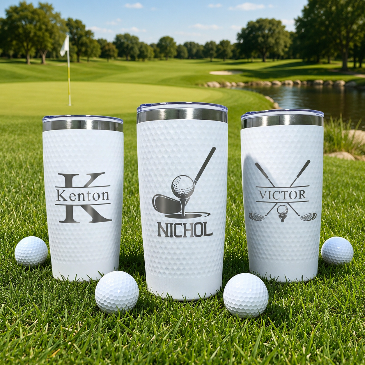Personalized 20oz Golf Tumbler – Engraved Name Travel Mug, Gift for Dad, Husband, or Golf Lovers