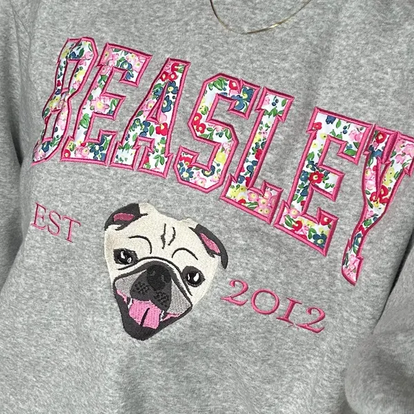 Personalized Pet Sweatshirt with Embroidered Dog Face on It Pet Lover Gifts Christmas Gift