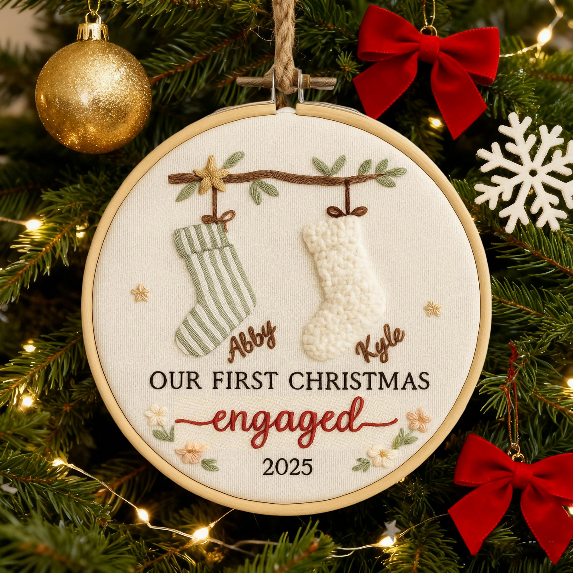 Our First Christmas Engaged Ornament Personalized Christmas Tree Ornament Engagement Gift Christmas Gifts for Couples