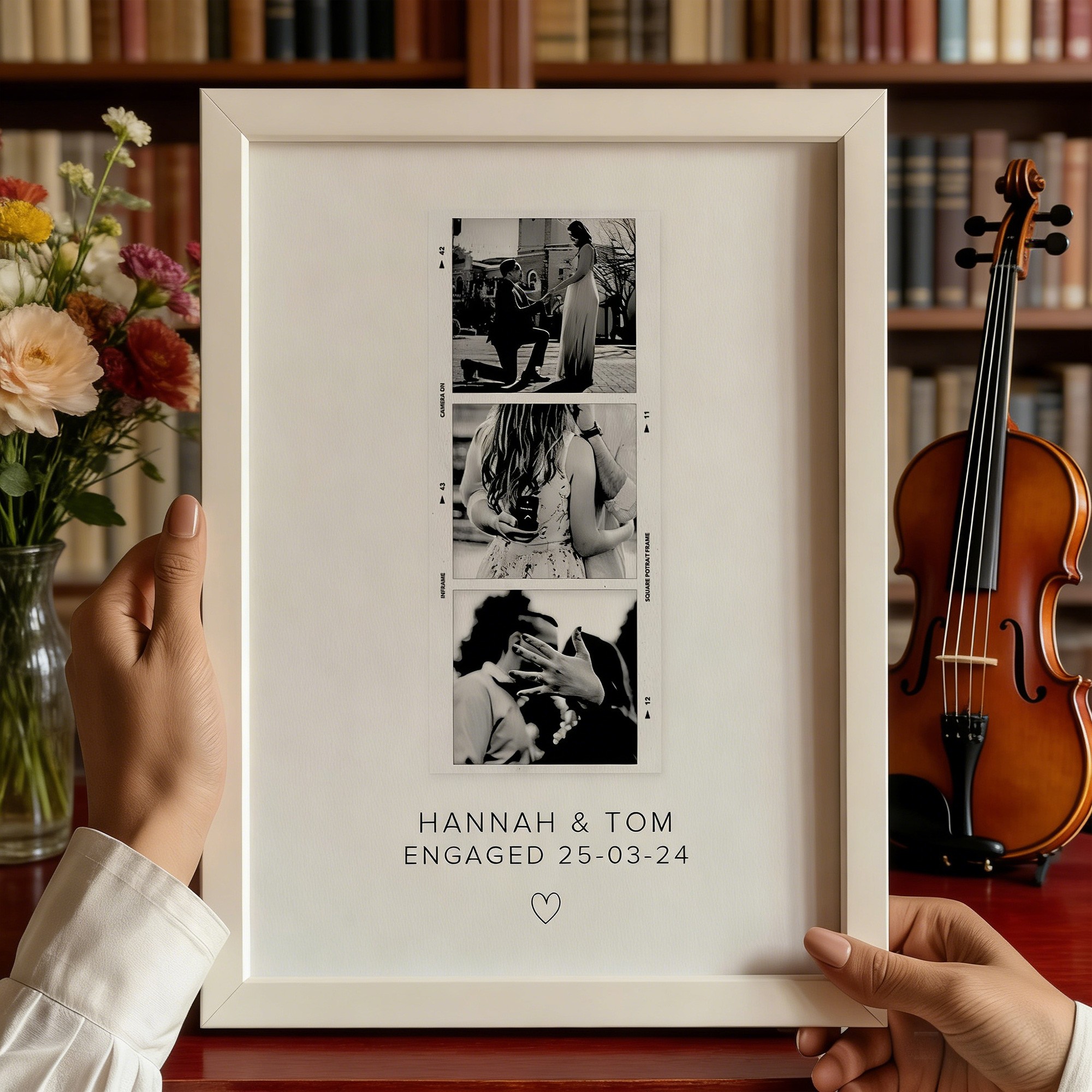 Custom Engagement Photo Print Frame for Couples Unique Engagement Gifts Wedding Gift Valentine's Day Gift