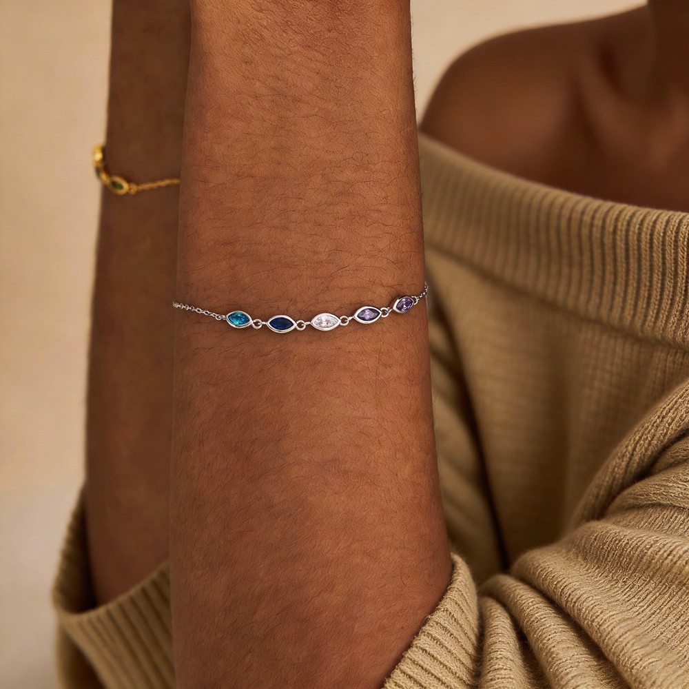  Custom Birthstone Bracelet for Women Birthday Gift for Her Gift Ideas for Mom Anniversary Gifts Mother's Day Gift