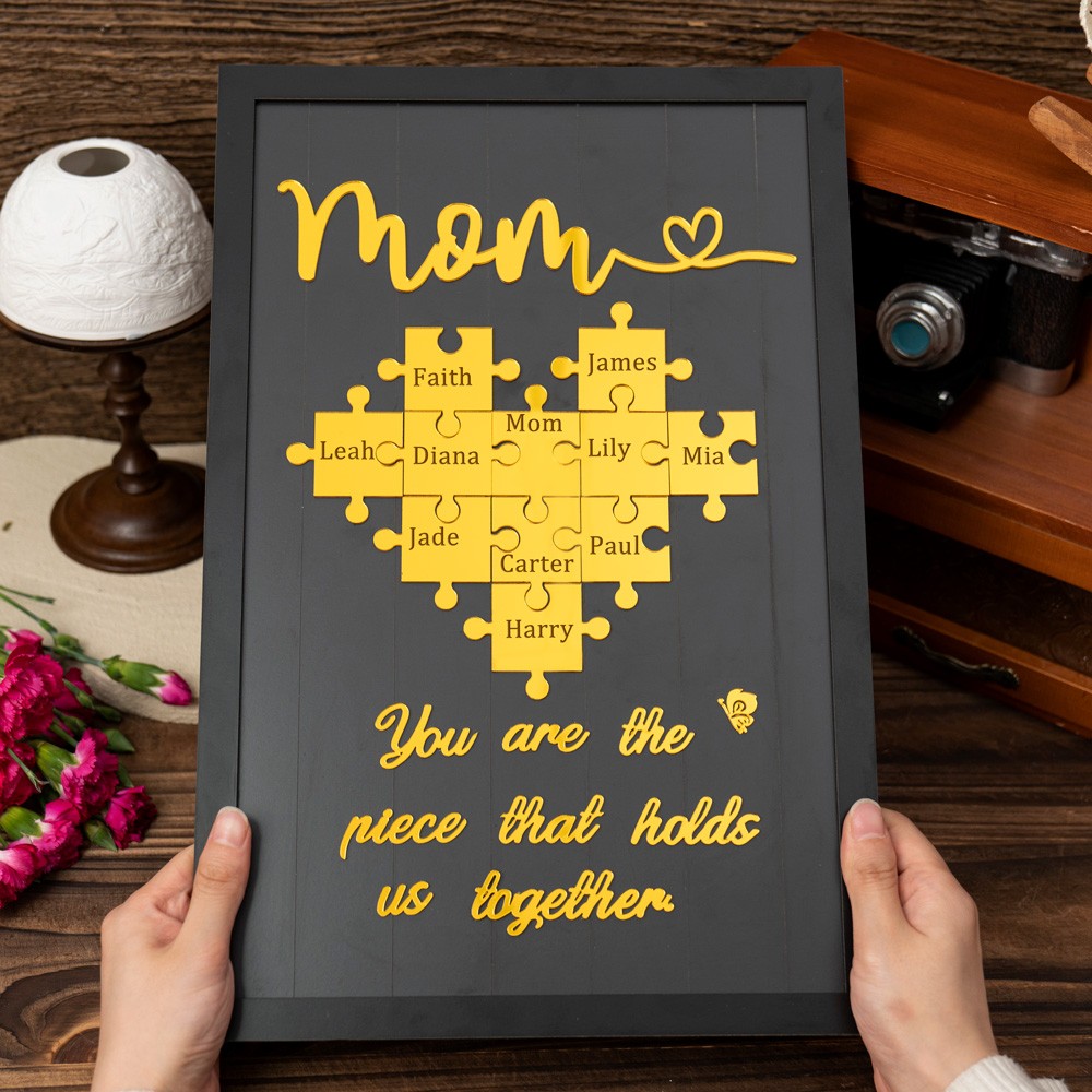 Mom You Are The Piece That Holds Us Together Personalized Mom Puzzle Sign Gift for Mom Grandma Mother's Day Gifts