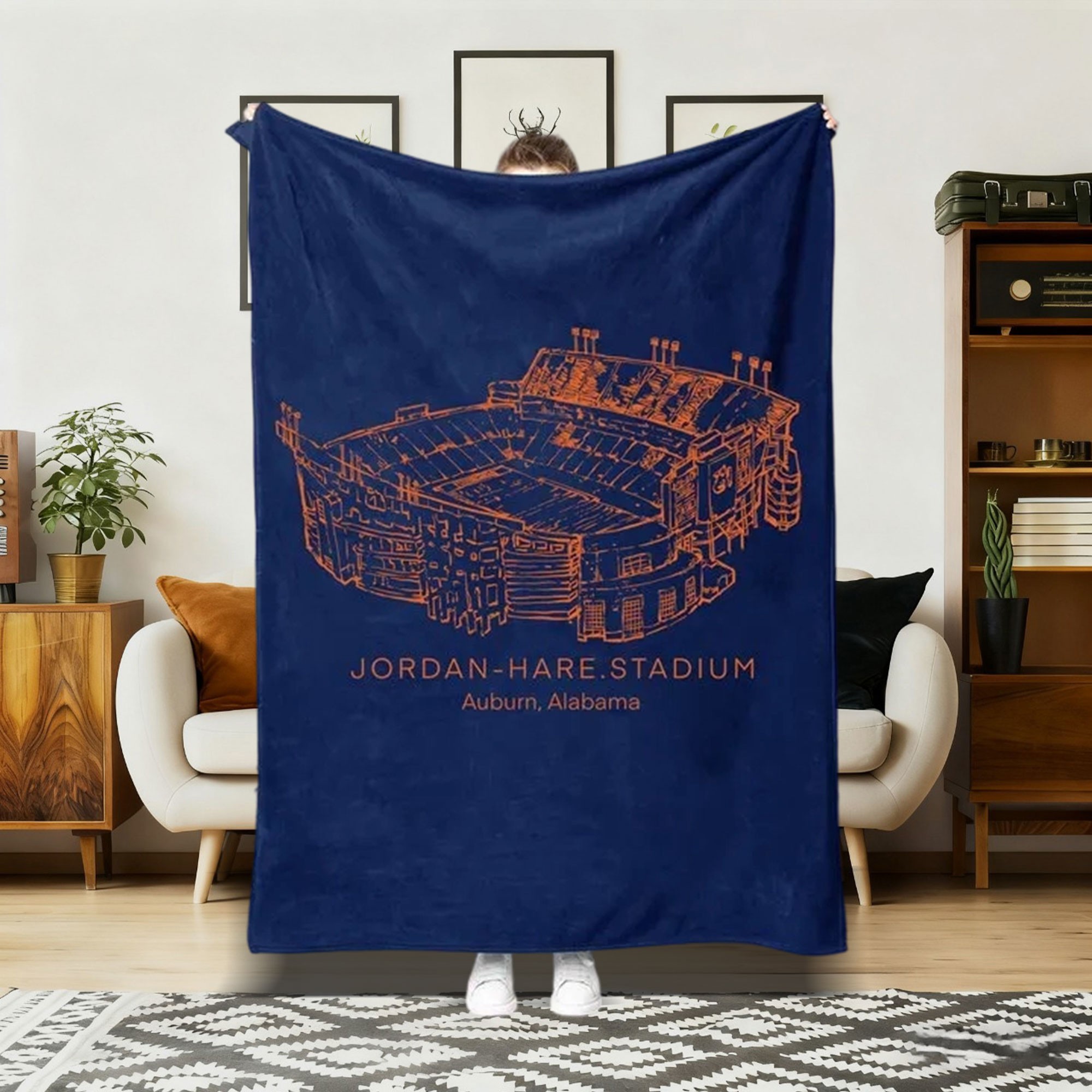 Jordan-Hare Stadium Football Blanket for Game Day Gift for Sport Lovers Christmas Gift