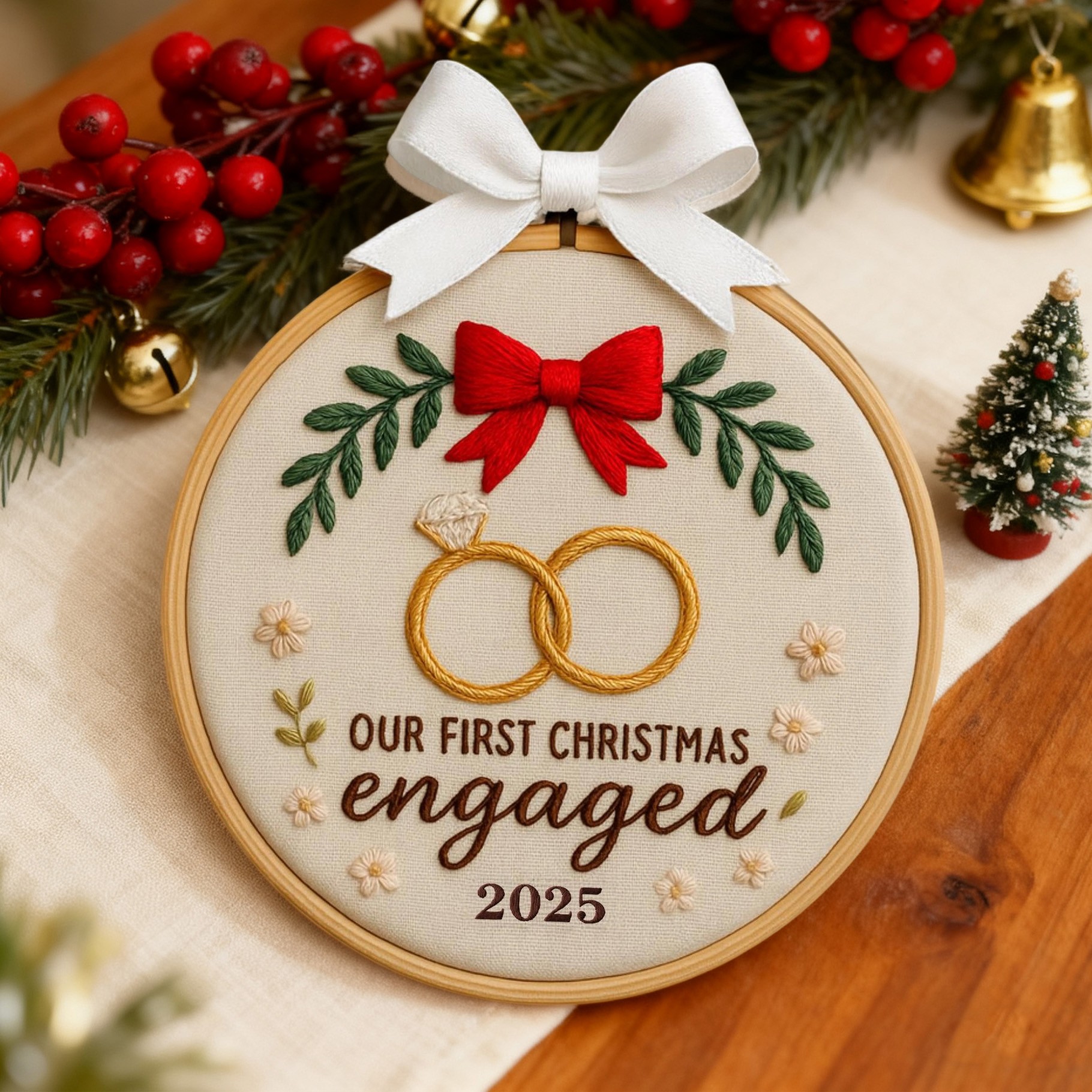 Our First Christmas Engaged Ornament Personalized Christmas Tree Ornament Engagement Gift Christmas Gifts for Couples