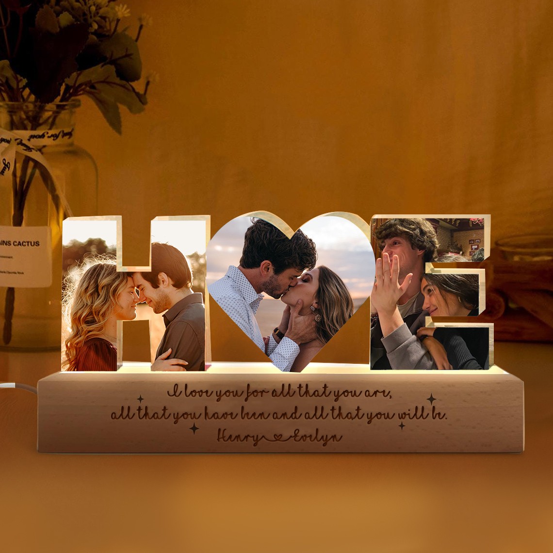 Personalized Couple Photo Collage Night Light Love Gifts for Girlfriend Boyfriend Anniversary Gifts Valentine's Day Gift for Couple