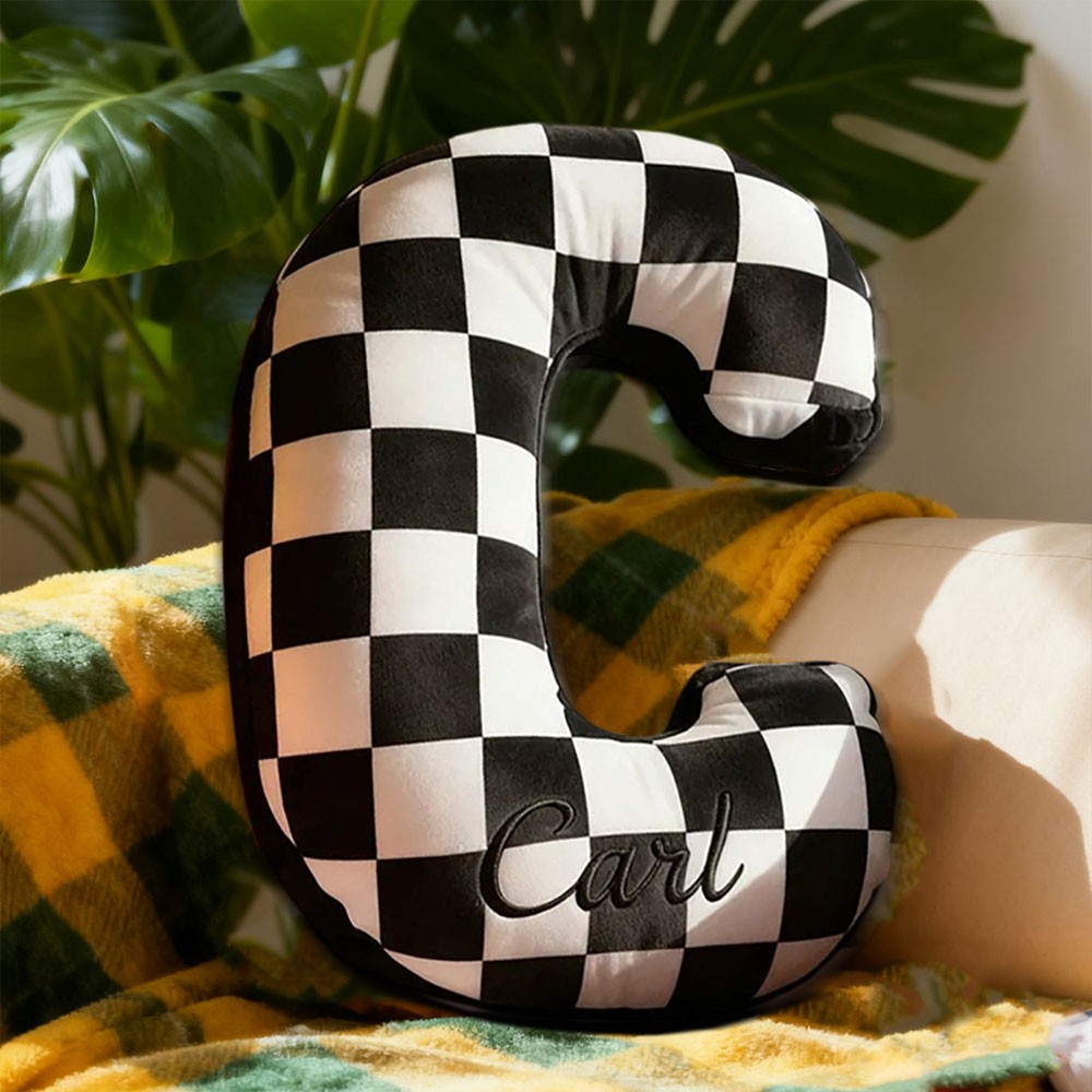 Personalized Racing Themed Letter Throw Pillow with Custom Name Christmas Gift for Racing Lovers