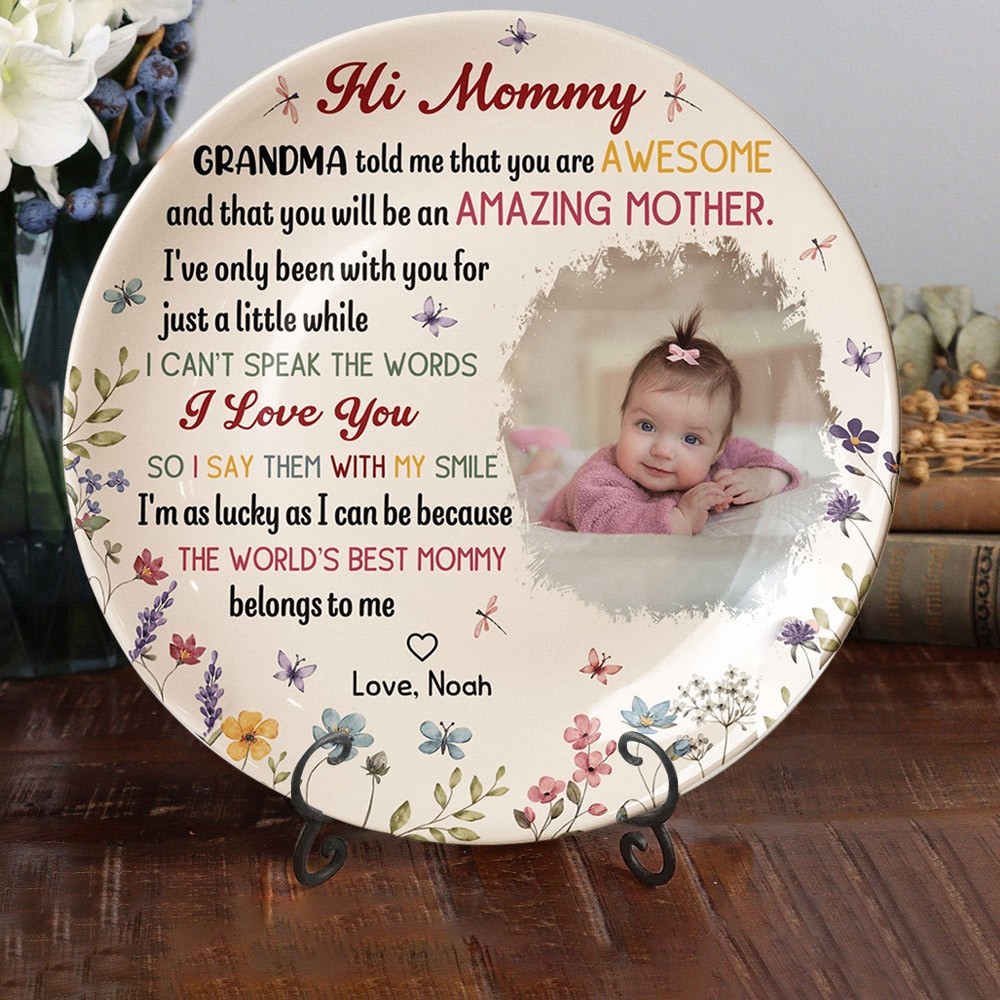 The World's Best Mommy Belongs To Me Personalized Photo Platter New Mom Gift Keepsake Gifts for Mom Mother's Day Gift