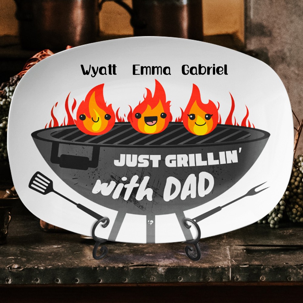 Personalized Dad Plate with Kids Names Unique Father's Day Gifts