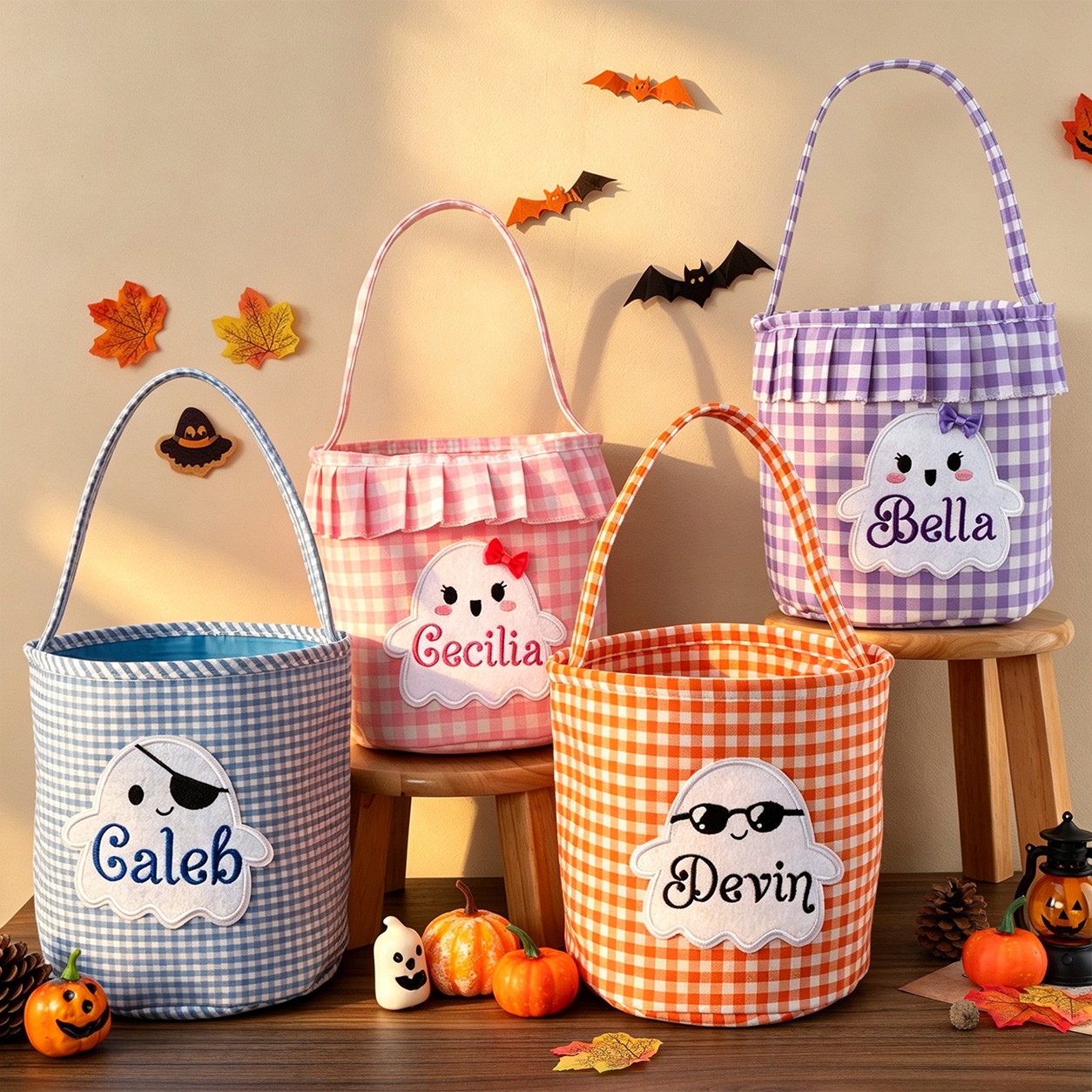 Personalized Trick or Treat Bucket with Name Halloween Candy Bag for Kids Unique Halloween Gifts