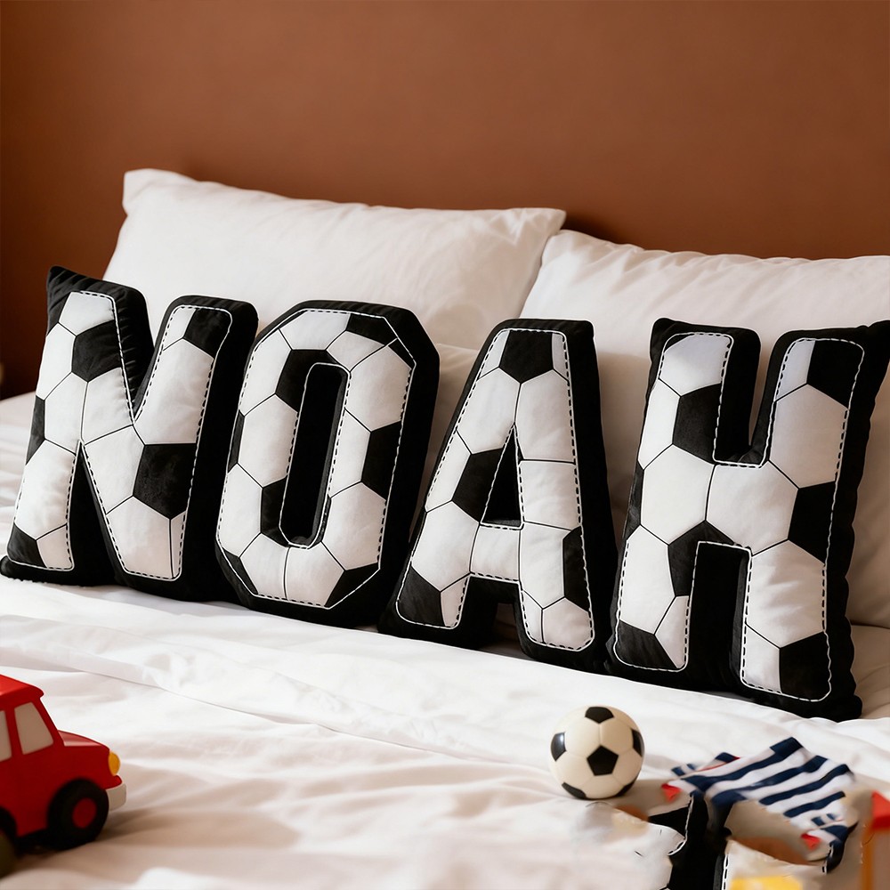 Personalized Soccer Letter Pillows Spelling Your Name Football Fans Gifts Christmas Gift for Soccer Lover