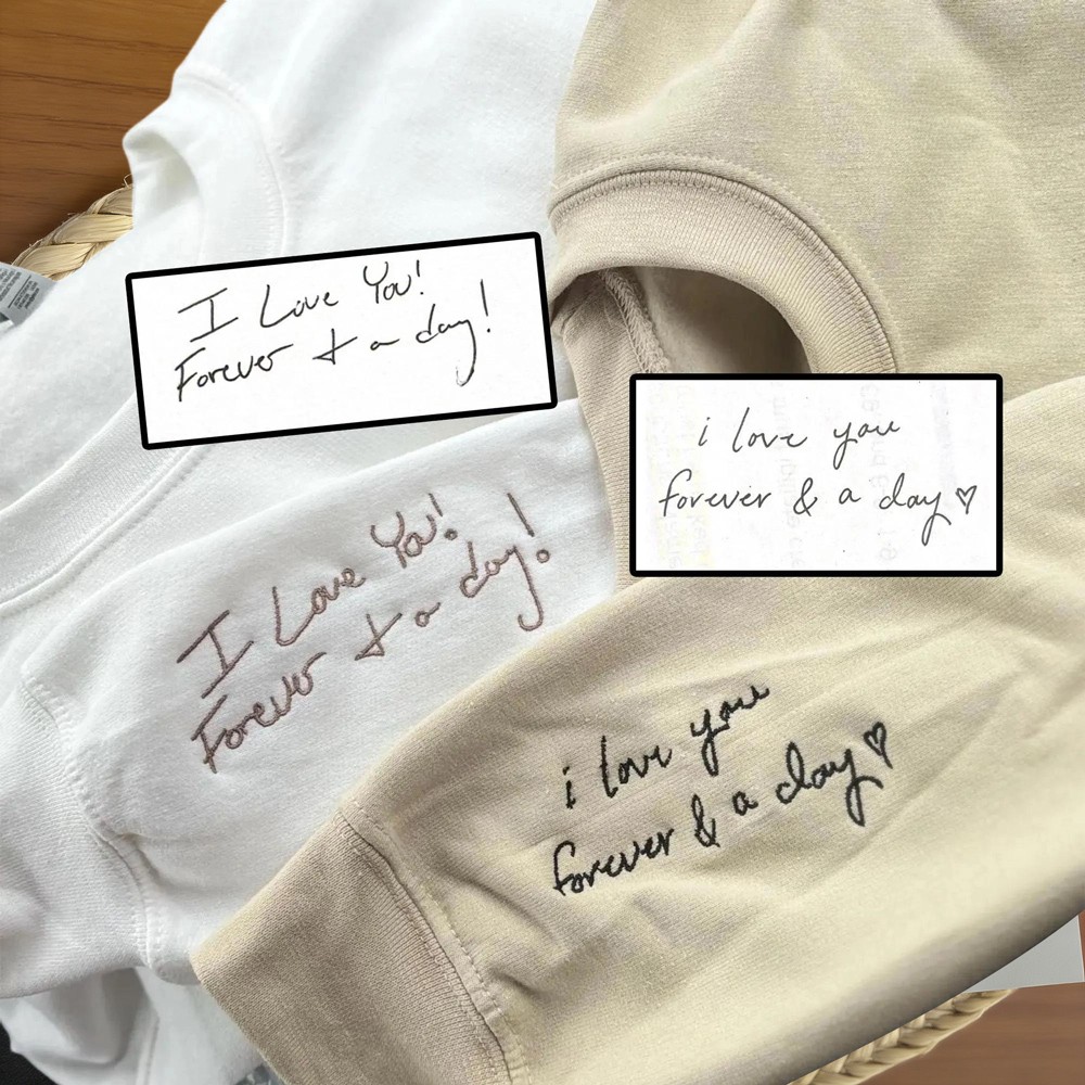 Custom Embroidered Handwriting Sweatshirt for Couples Anniversary Gift for Wife Unique Valentine's Day Gifts