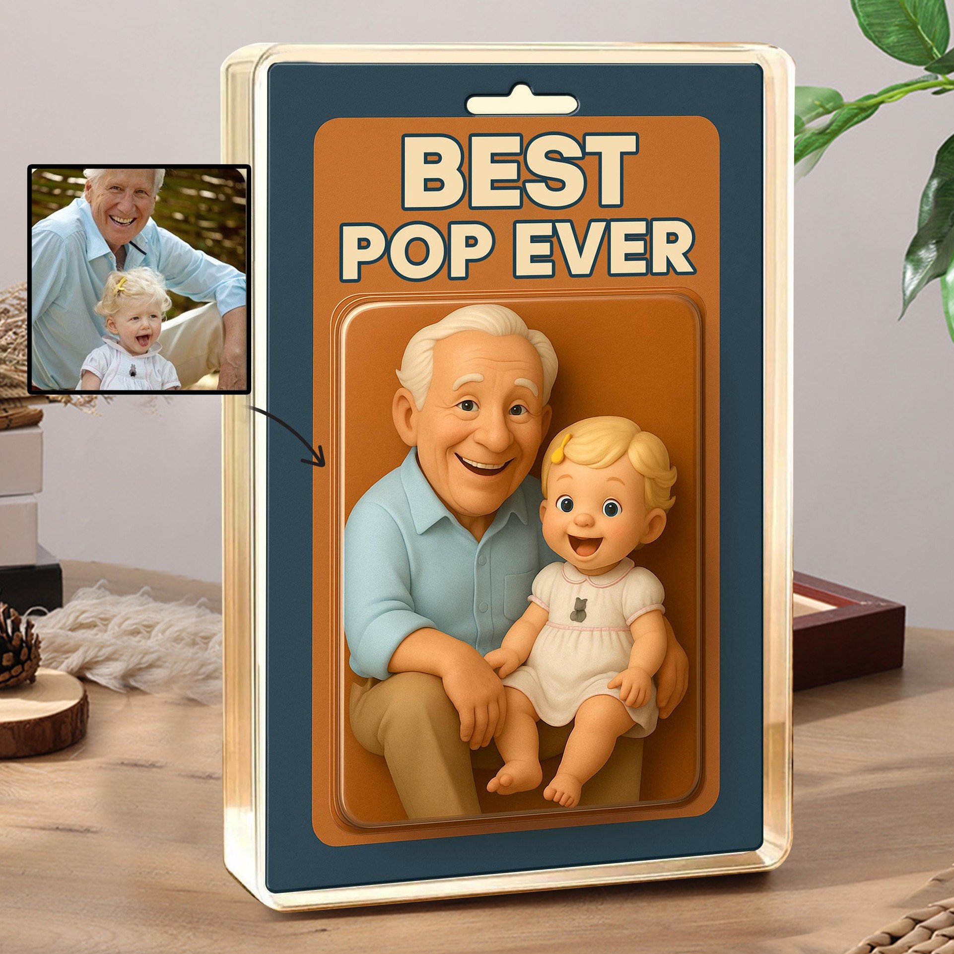 Custom Photo Dad And Kids Action Figure Acrylic Block Unique Gifts for Dad Grandpa Father's Day Gift