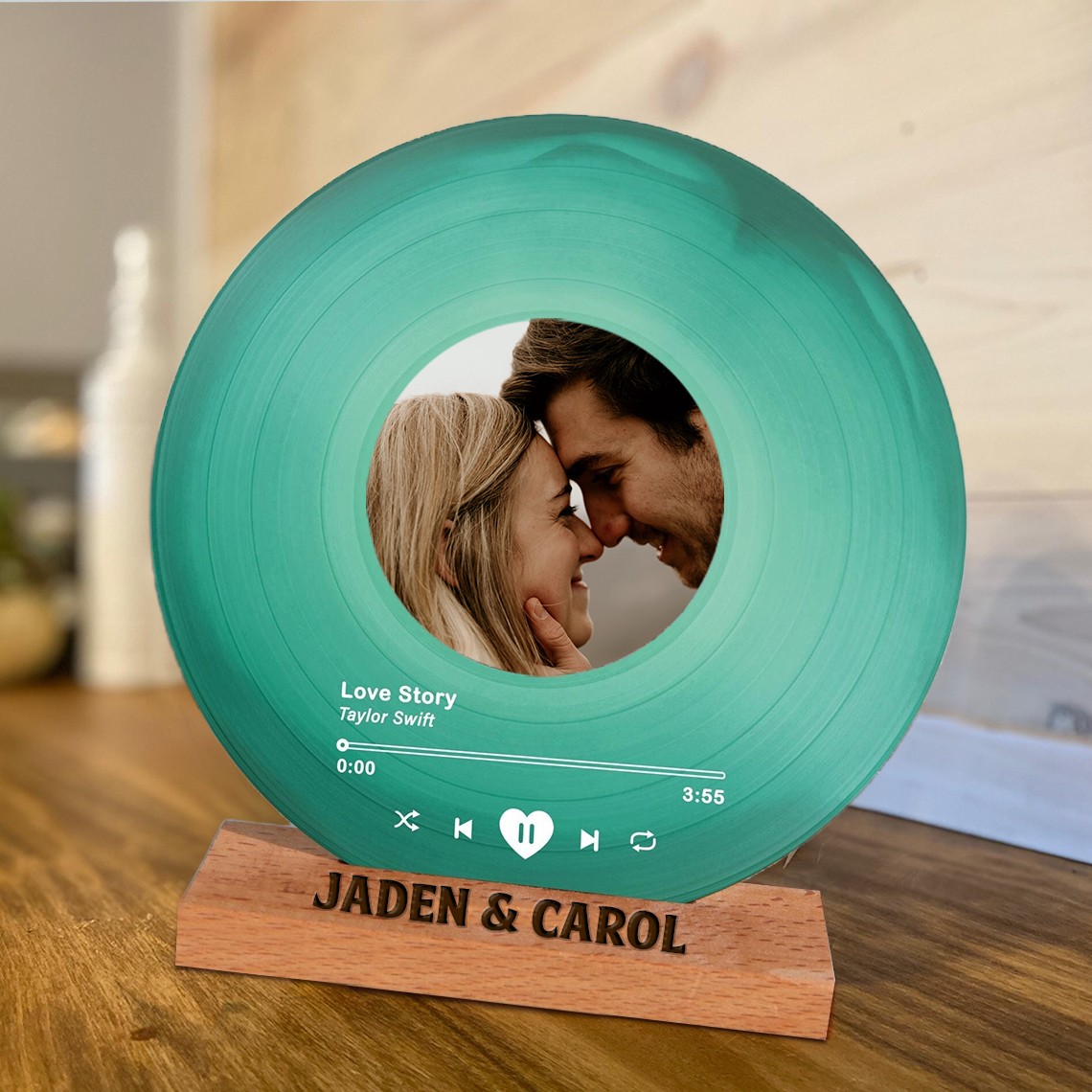 Custom Vinyl Record with Photo Couple Song Plaque Anniversary Gifts for Her Unique Valentine's Day Gift for Couple