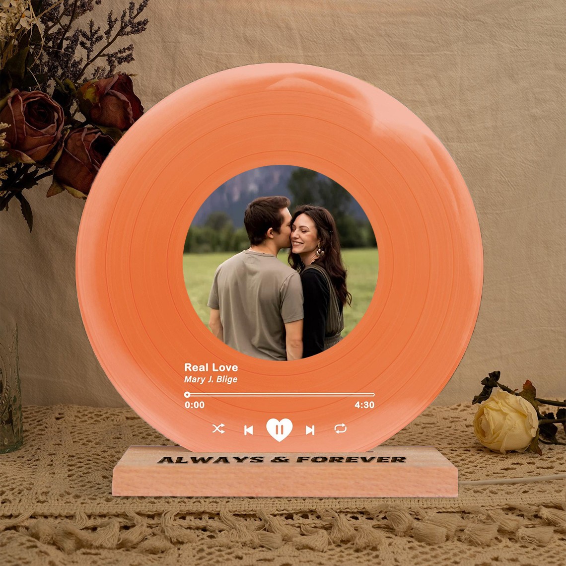 Personalized Couple Song Plaque Vinyl Record with Photo Valentine's Day Gift for Couple Keepsake Gifts for Anniversary