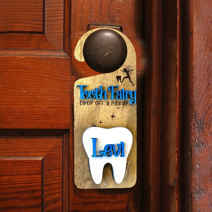 Personalized Tooth Fairy Door Hanger Money Holder Keepsake Gift for Kids