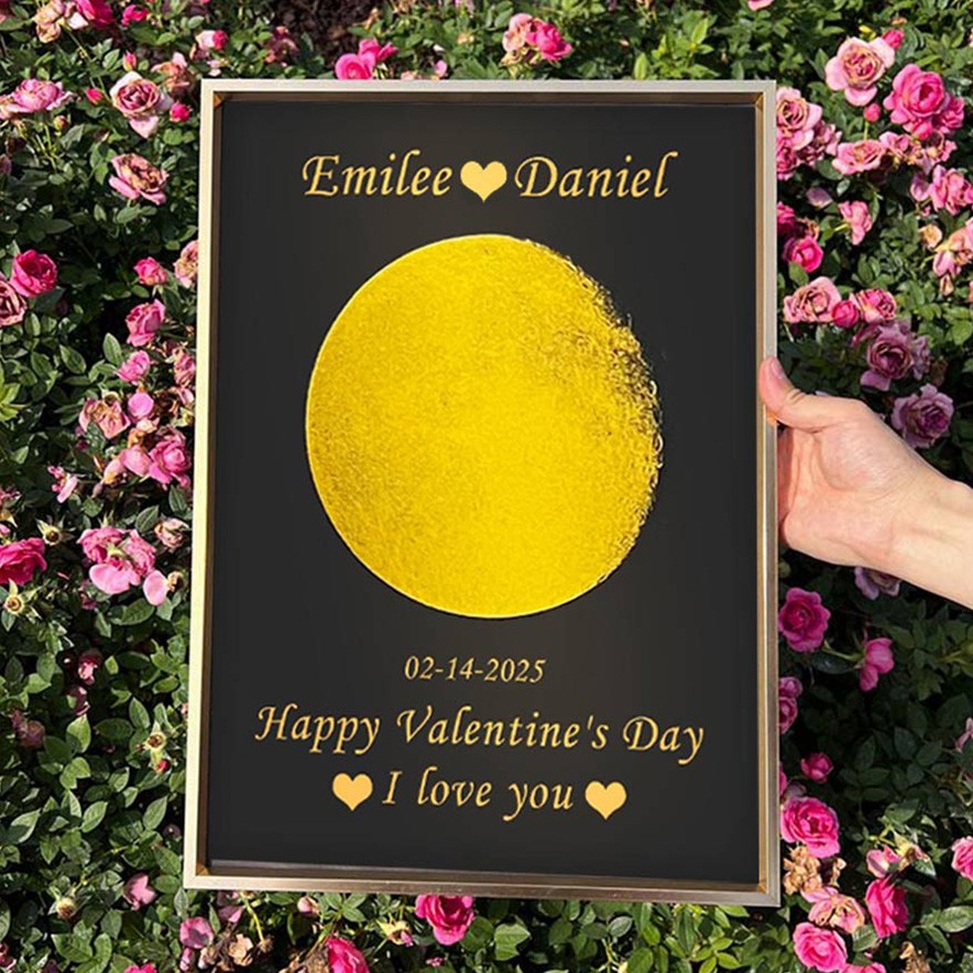 Custom Moon Phase Print Frame Keepsake Gifts for Couple Valentine's Day Gift Ideas Anniversary Gift