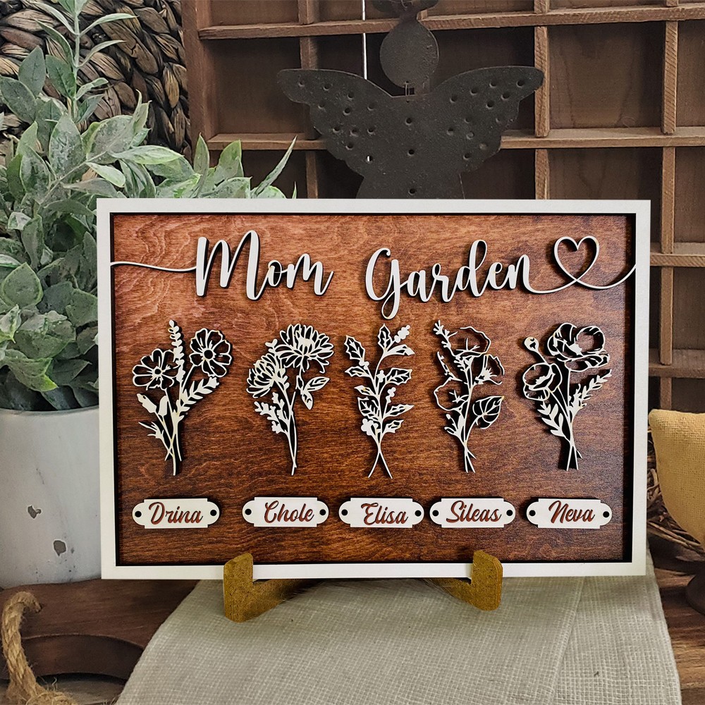 Personalized Mom Garden Birth Flower Frame Name Sign Preparing Gift For Mom Grandma Mother's Day Gift Ideas