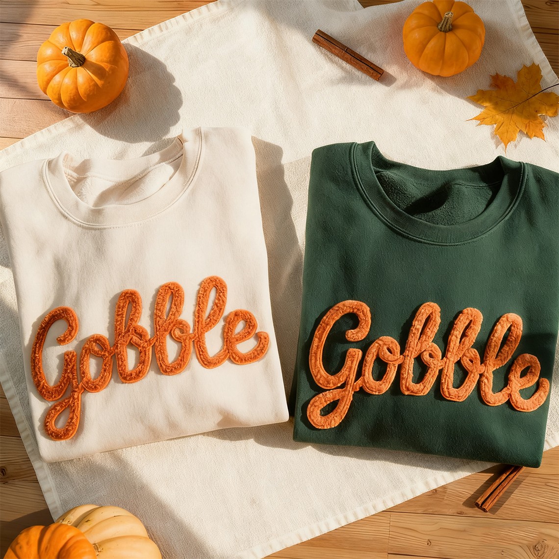 Thanksgiving Gobble Chenille Yarn Sweatshirt Fall Sweatshirt Unique Thanksgiving Gifts