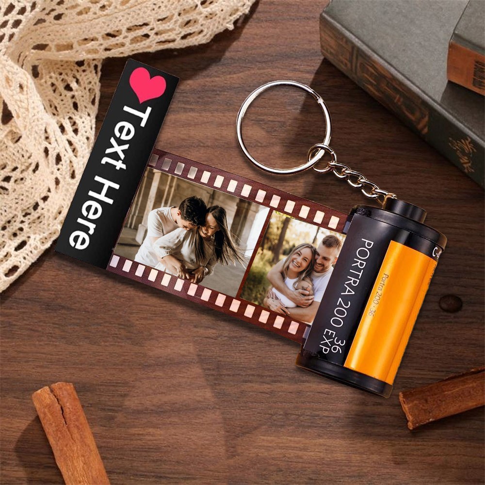 Photo Film Roll Keychain Personalized Gifts for Couple Unique Gifts for Anniversary Valentine's Day