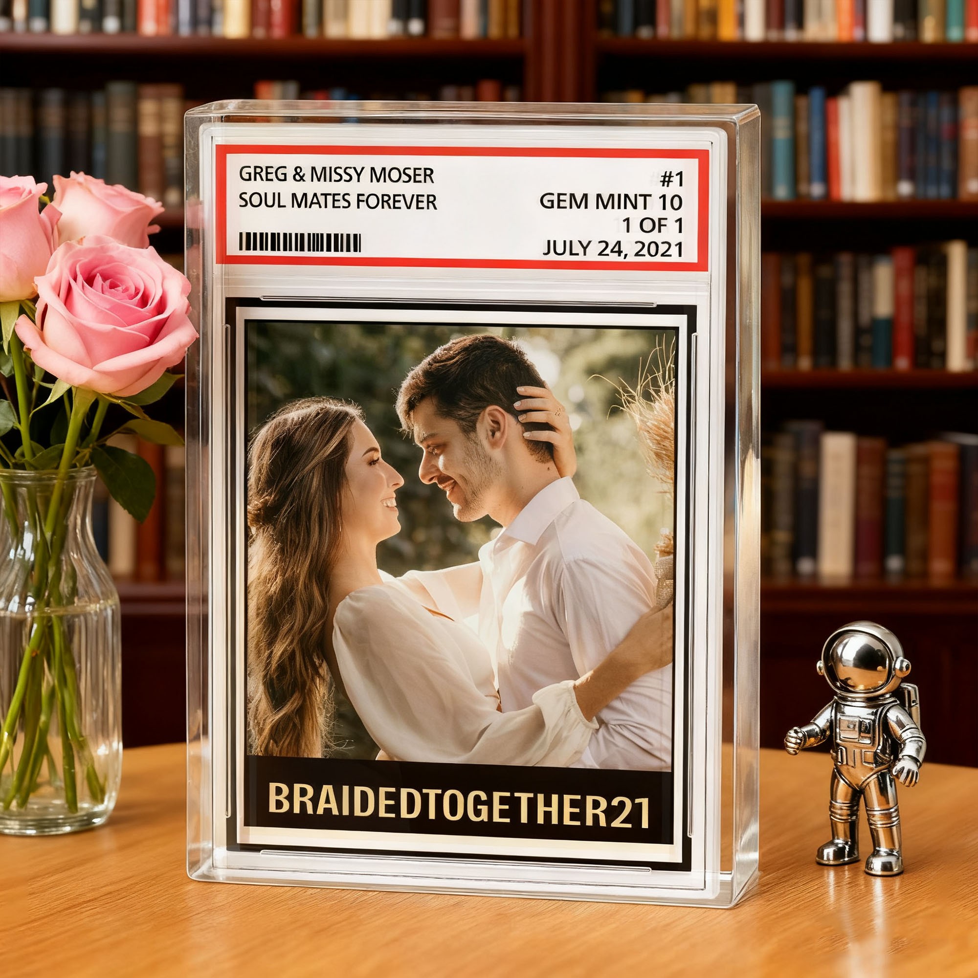 Custom Couple Photo Trading Card Style Acrylic Block Plaque Gifts for Couples Wedding Anniversary Gift