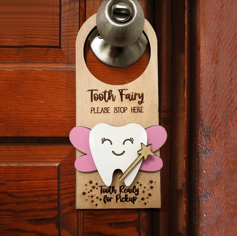 Personalized Tooth Fairy Door Hanger Keepsake Gift for Kids Baby Shower Gift