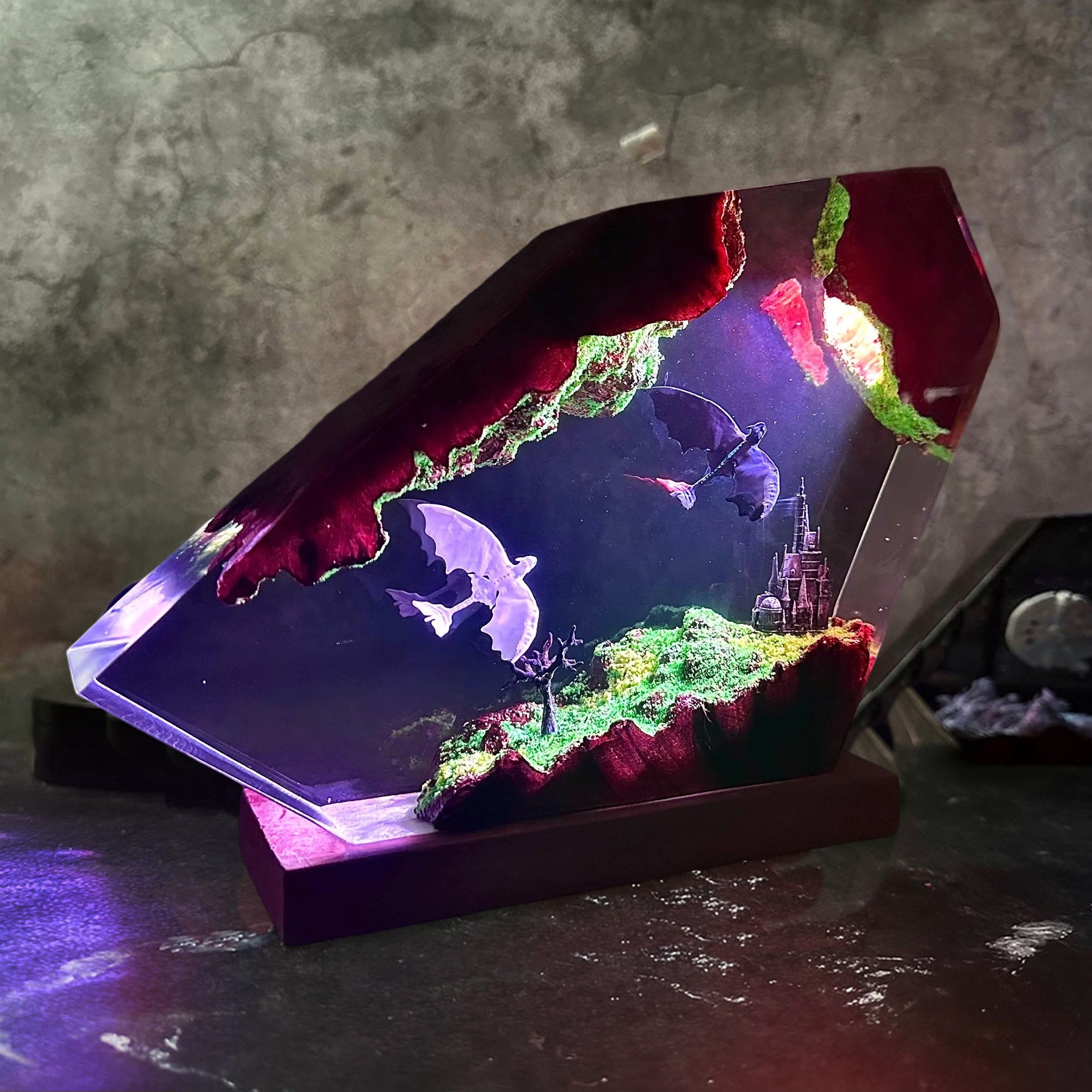 Ice Dragon Epoxy Resin Wood Lamp for Couples Christmas Gift Birthday Gift for Him