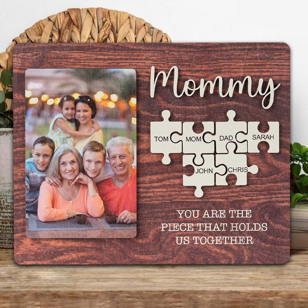 Mommy You Are the Piece That Holds Us Together Personalized Wood Puzzle Name Sign for Mom Grandma Christmas Gifts