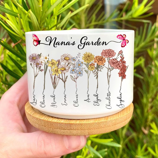 Personalized Nana's Garden Succulent Plant Birth Flower Pot Family Gift for Mom Grandma Mother's Day Gifts